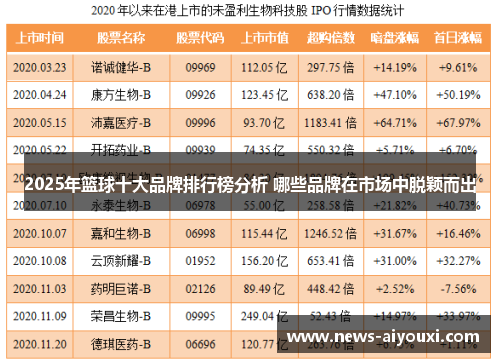 2025年篮球十大品牌排行榜分析 哪些品牌在市场中脱颖而出