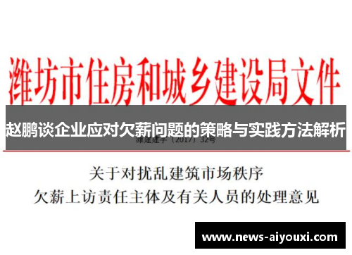 赵鹏谈企业应对欠薪问题的策略与实践方法解析